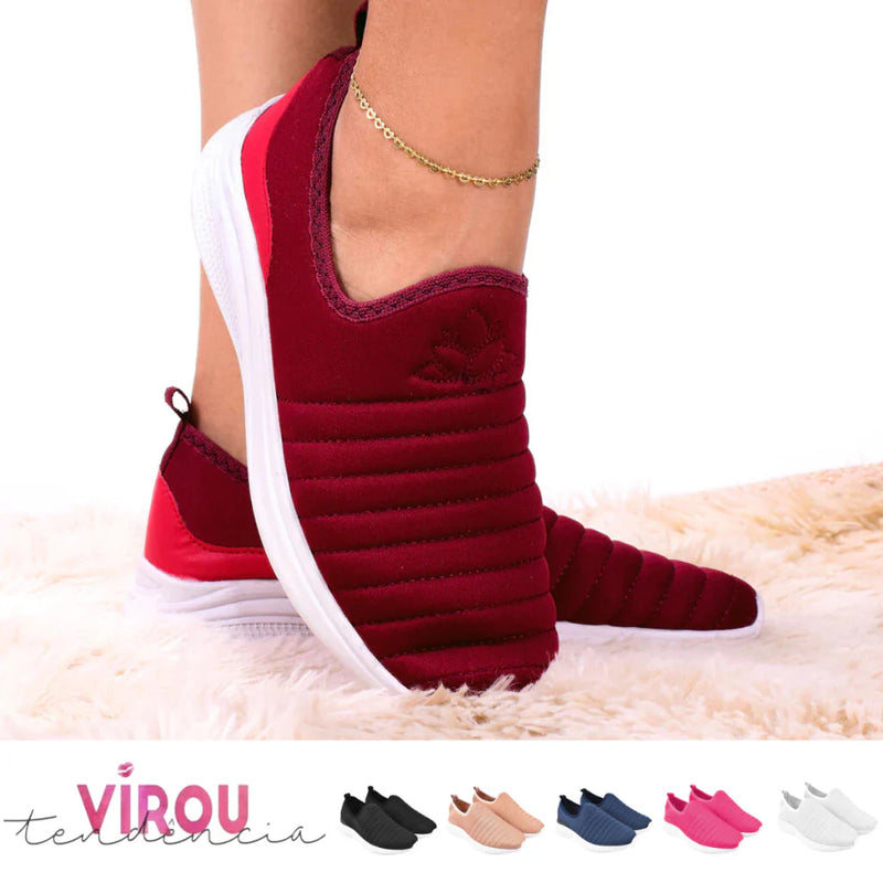 Tênis Feminino Meia Calce Fácil Slip On Ortopédico Mãe e Filha para Caminhada Vl-02