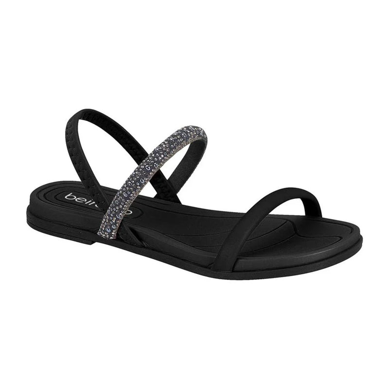 Rasteirinha Sandália Feminina Flat Beira Rio Strech Strass Confortável Tiras
